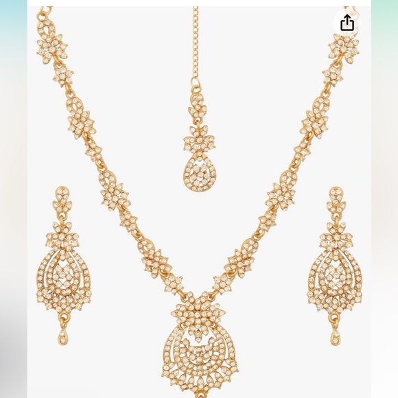 NIB Touchstone Indian Bollywood Filigree Floral Pattern Jewelry Set - Picture 5 of 7